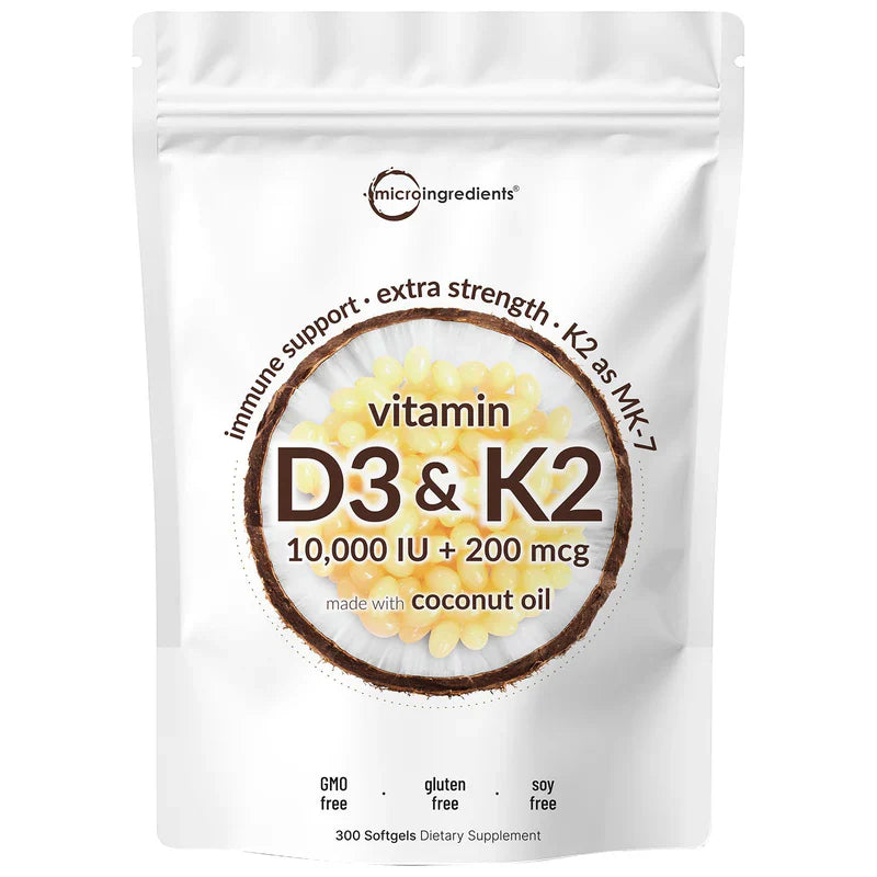 Suplemento de vitamina D3 y K2 con microingredientes en cápsulas blandas