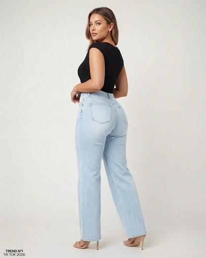 Jeans BBL de pierna ancha y tiro medio