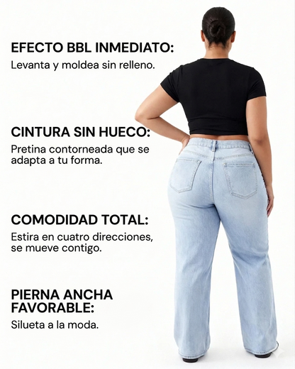 Jeans BBL de pierna ancha y tiro medio