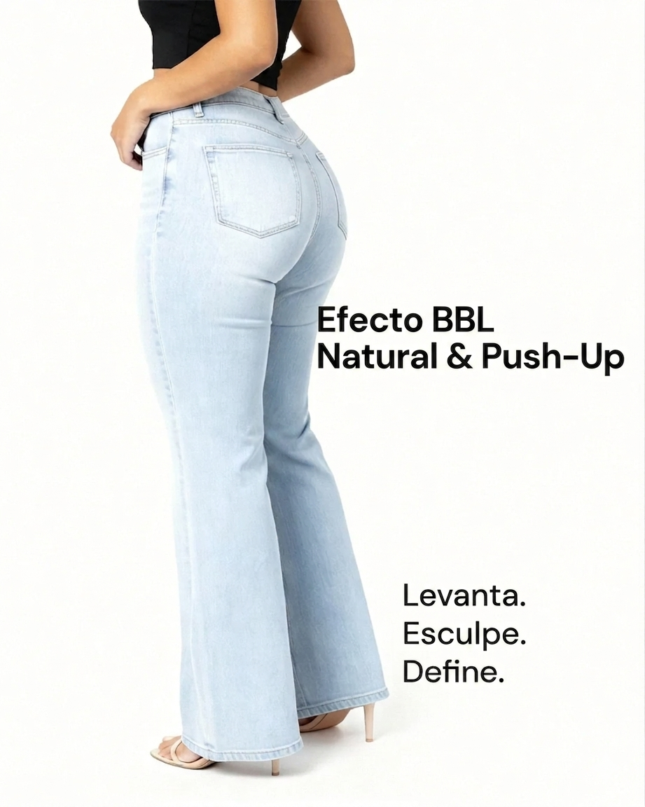 Jeans BBL de pierna ancha y tiro medio